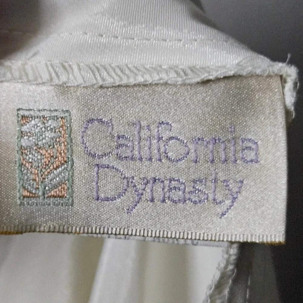 California Dynasty Vintage Ivory Satin Lace Pearl Nightgown Chemise